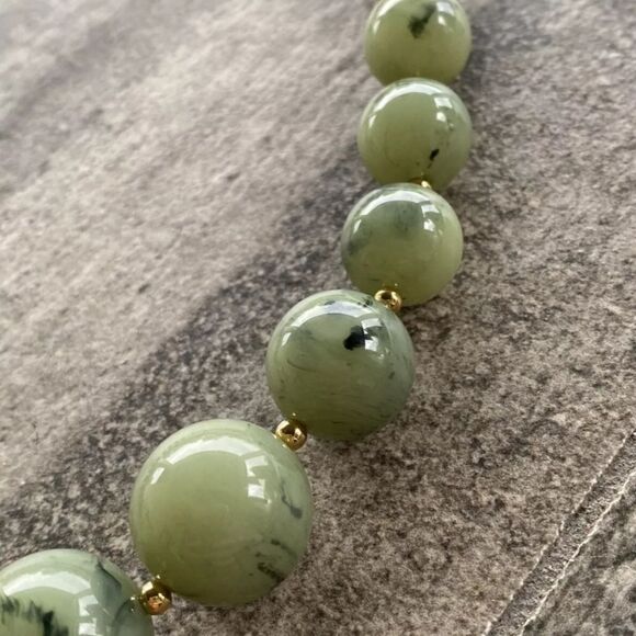 Joan Rivers Green Marbled Lucite Round Beads  Graduated Necklace Statement 21” - Picture 11 of 11